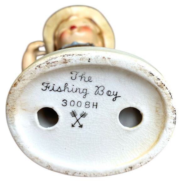 Arnart 3008H The Fishing Boy Figurine 5.5" Vintage Ceramic Home Decor - Picture 7 of 7